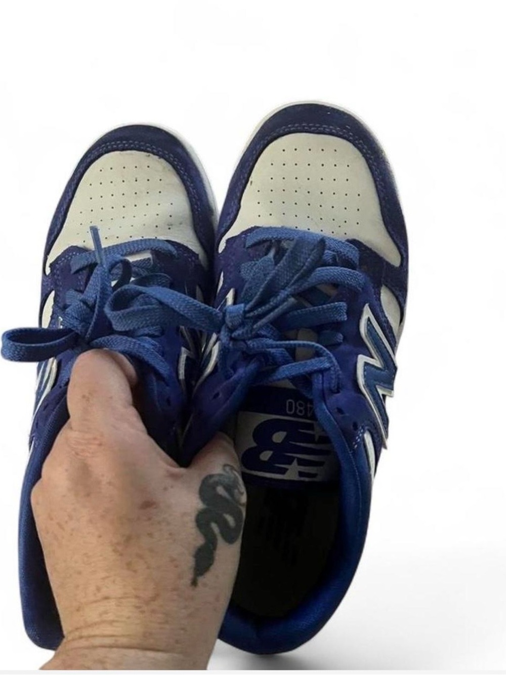 New Balance Navy and Cream Retro Court Sneakers